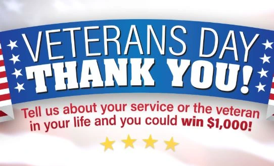 Veterans Day Thank You Cash Prize Contest